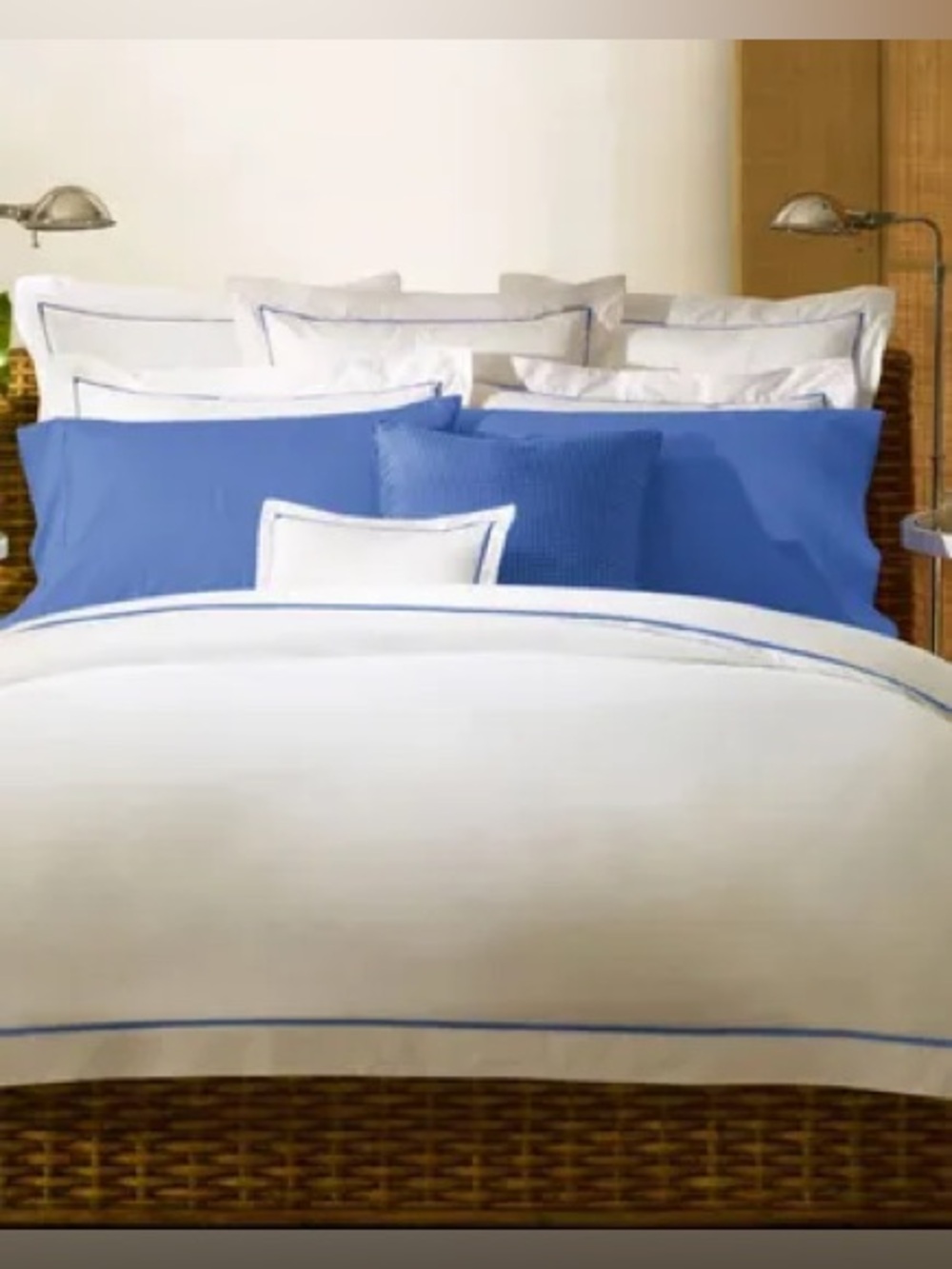 Ralph Lauren White & Blue Palmer Percale King Duvet Cotton